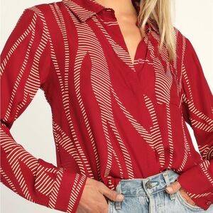 Red lulus button down; never worn